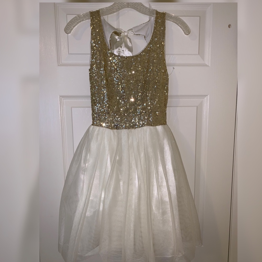 Gold and White sequin dress